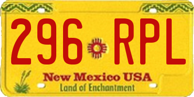 NM license plate 296RPL