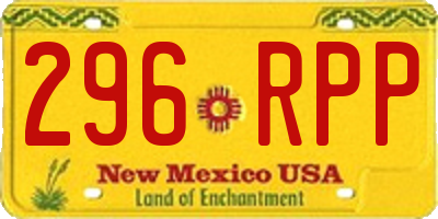 NM license plate 296RPP