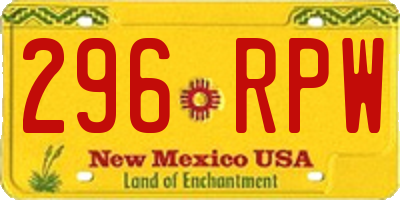 NM license plate 296RPW