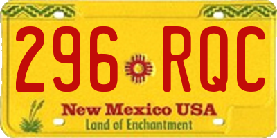 NM license plate 296RQC