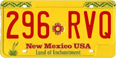 NM license plate 296RVQ