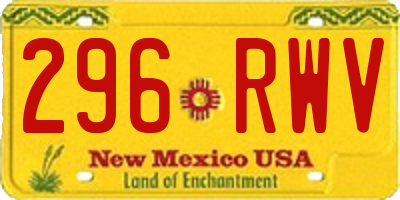 NM license plate 296RWV