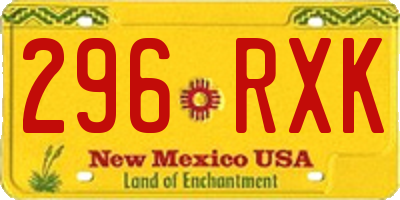 NM license plate 296RXK