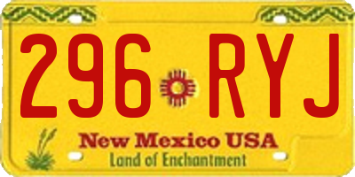 NM license plate 296RYJ