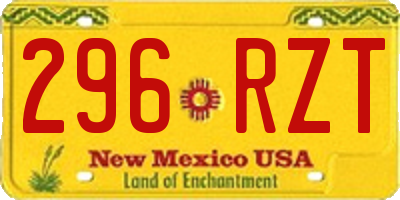 NM license plate 296RZT