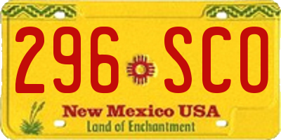 NM license plate 296SCO