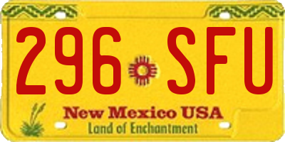 NM license plate 296SFU