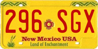 NM license plate 296SGX