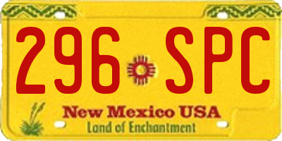 NM license plate 296SPC