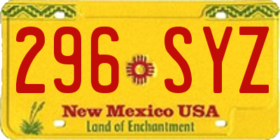 NM license plate 296SYZ