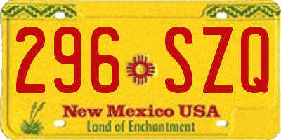 NM license plate 296SZQ