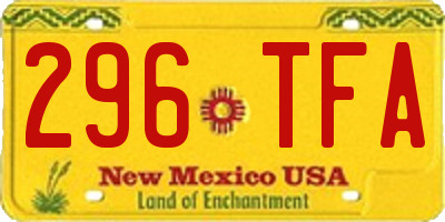 NM license plate 296TFA