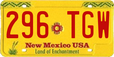 NM license plate 296TGW