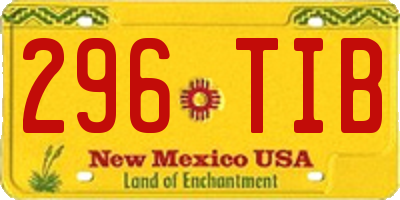 NM license plate 296TIB