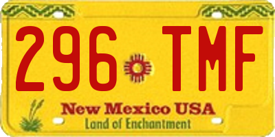 NM license plate 296TMF