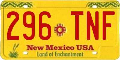 NM license plate 296TNF