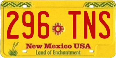 NM license plate 296TNS