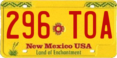 NM license plate 296TOA
