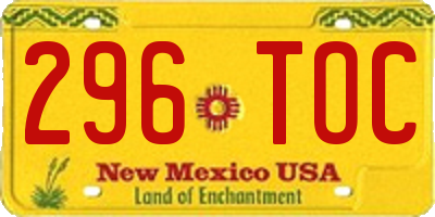 NM license plate 296TOC