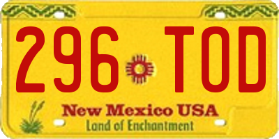 NM license plate 296TOD