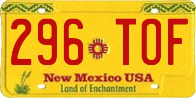 NM license plate 296TOF