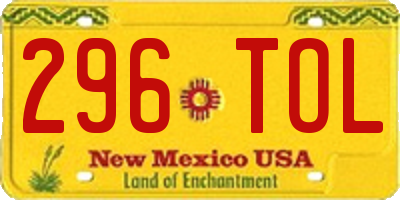 NM license plate 296TOL
