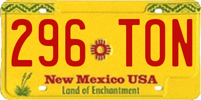NM license plate 296TON