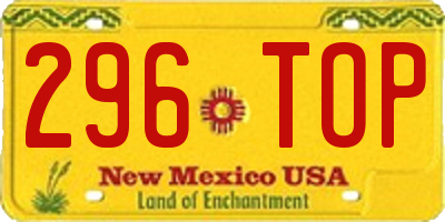 NM license plate 296TOP