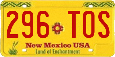 NM license plate 296TOS