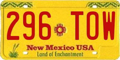 NM license plate 296TOW