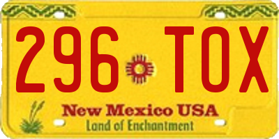 NM license plate 296TOX