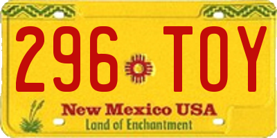 NM license plate 296TOY