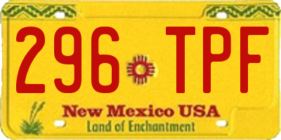 NM license plate 296TPF