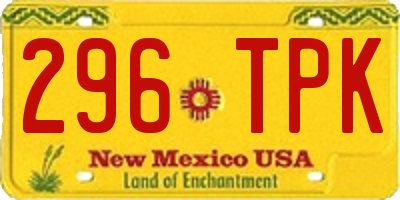 NM license plate 296TPK