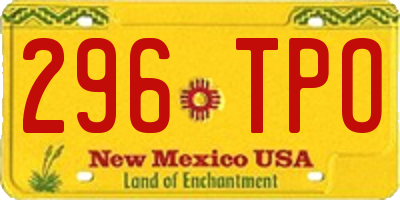 NM license plate 296TPO