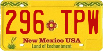 NM license plate 296TPW