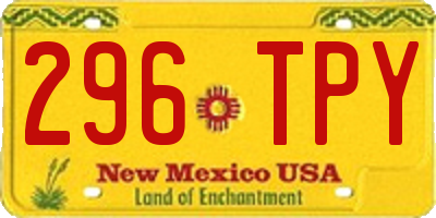 NM license plate 296TPY