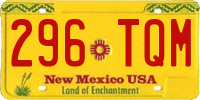 NM license plate 296TQM