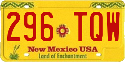 NM license plate 296TQW