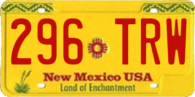 NM license plate 296TRW