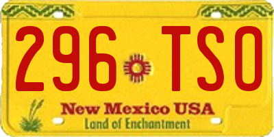 NM license plate 296TSO