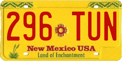 NM license plate 296TUN