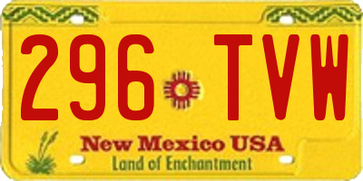 NM license plate 296TVW