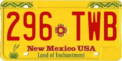 NM license plate 296TWB