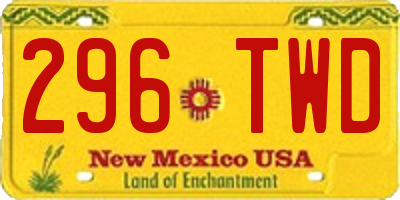 NM license plate 296TWD