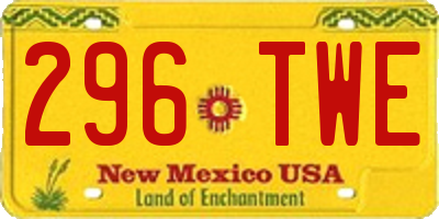 NM license plate 296TWE