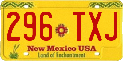 NM license plate 296TXJ