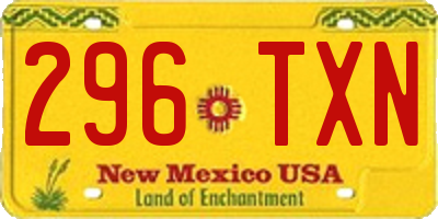 NM license plate 296TXN