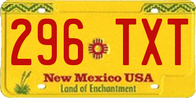 NM license plate 296TXT