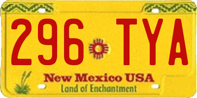 NM license plate 296TYA